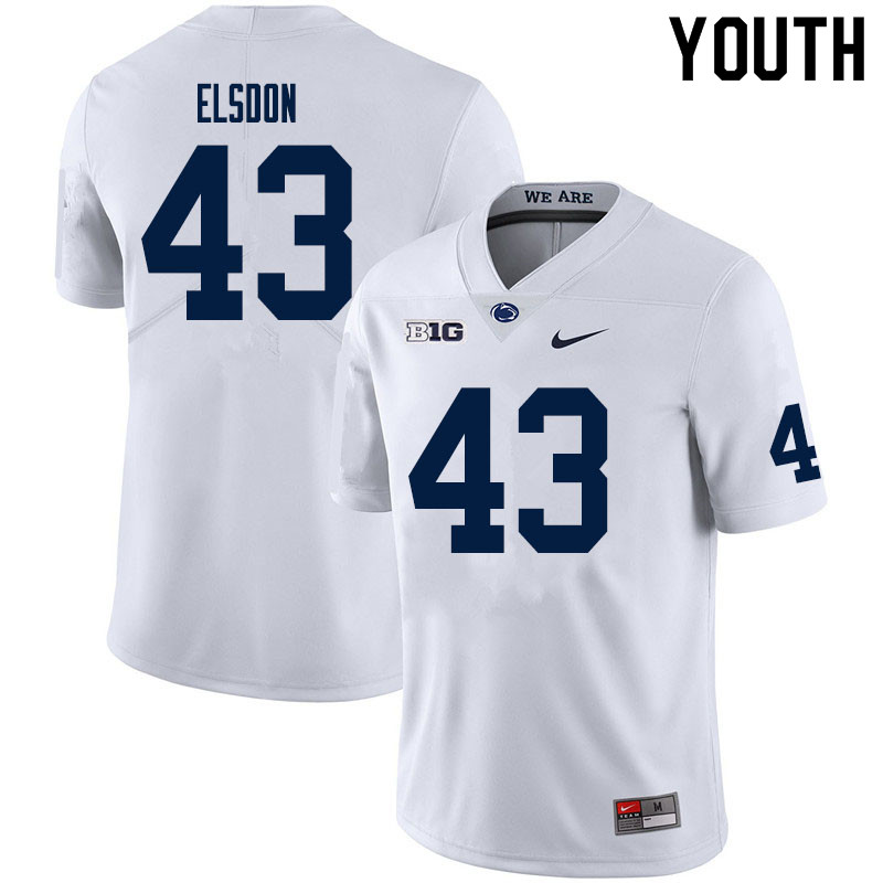 NCAA Nike Youth Penn State Nittany Lions Tyler Elsdon #43 College Football Authentic White Stitched Jersey NWR1198HP